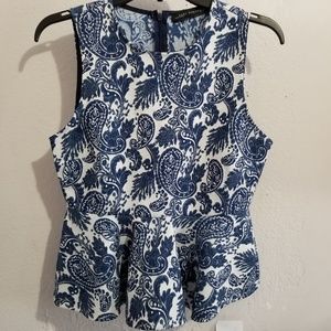 Zara women paisley peplum work tank top